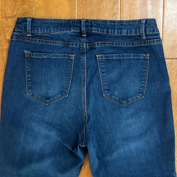 Adrienne Vittadini Blue Skinny Ankle Jeans Size 12 Mid Rise Classic Nautical - Picture 9 of 12